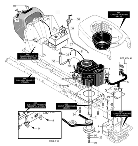 Engine And Control Assembly Diagram and Parts List for 465615X99A 2001 Briggs and Stratton Lawn Tractor